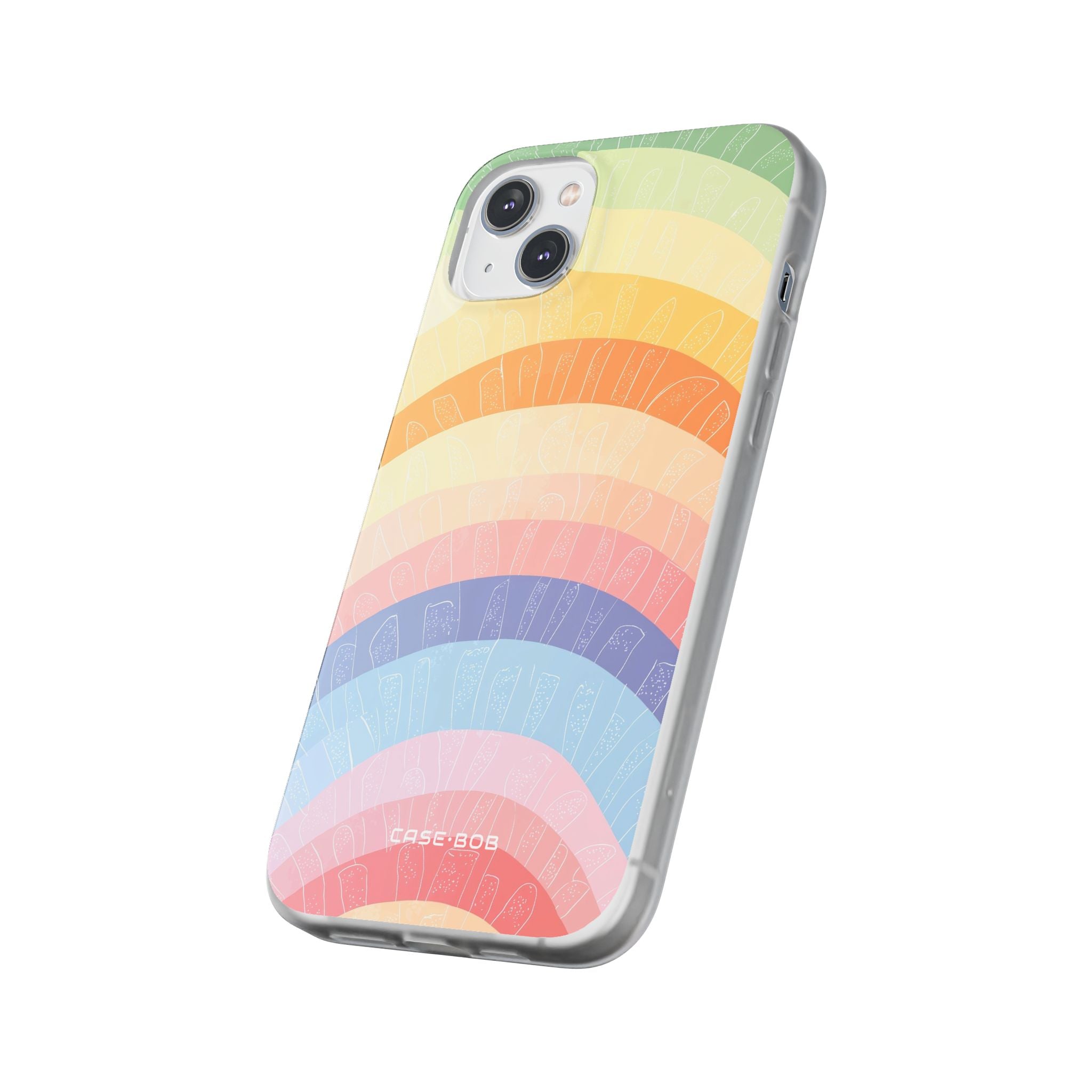 Pastel Rainbow Bands iPhone 14 Plus Case - Soft