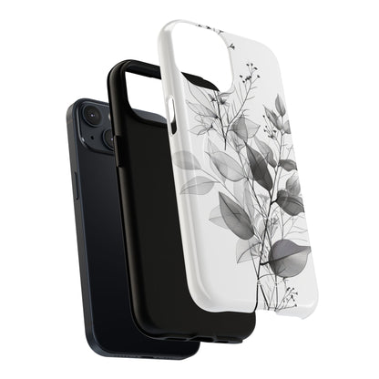 Veined Leaves Gray iPhone 14 Case - Tough+