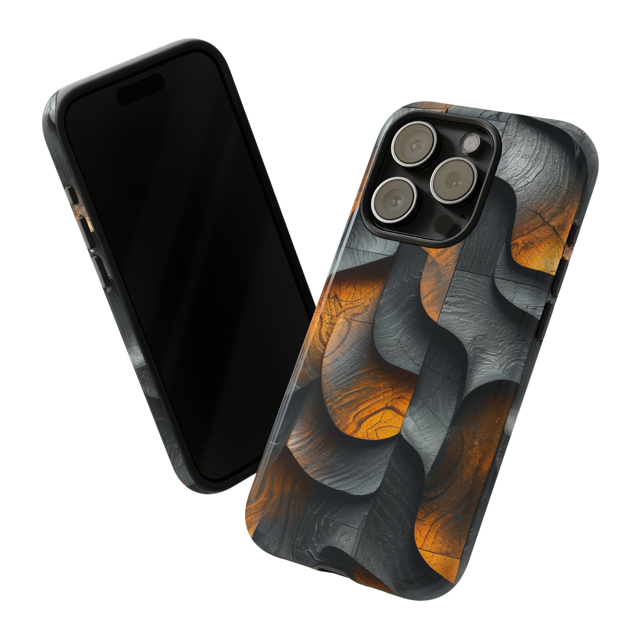 Grey Fire Orange Geometry - Protective Phone Case