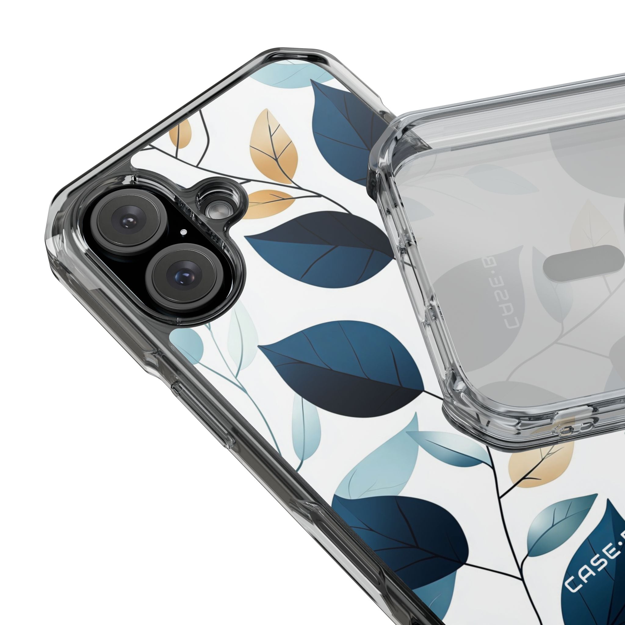 Navy Leaf Veins iPhone 15 Case - Impact