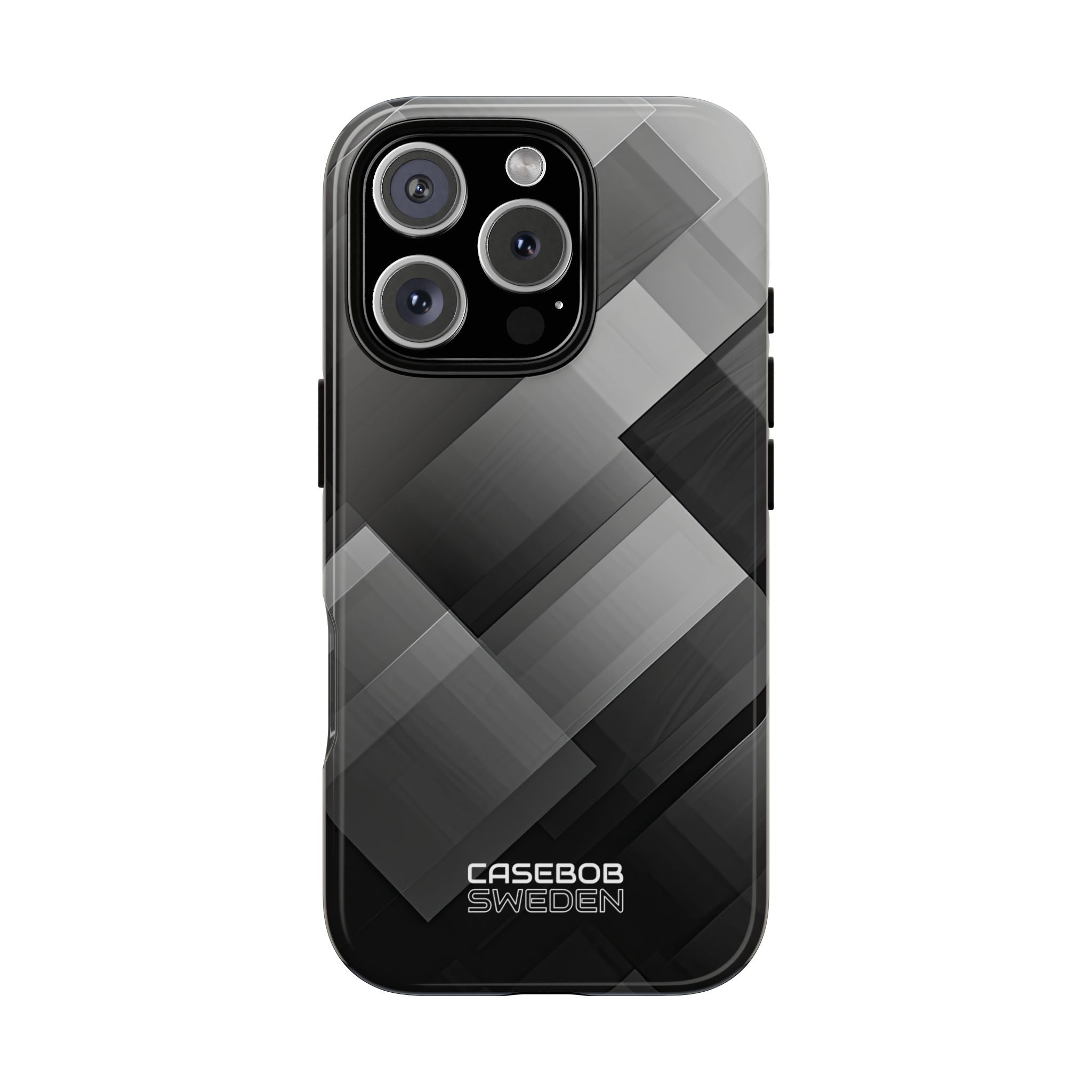 Grayscale Geometric Layers iPhone 16 - Tough