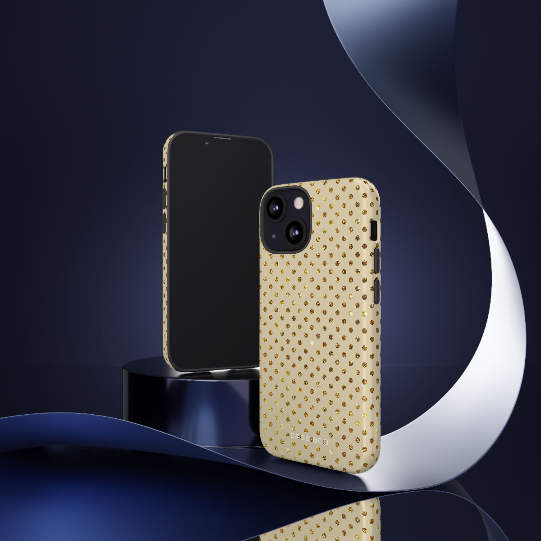 Gold Sparkle Grid iPhone 13 Mini Case - Tough