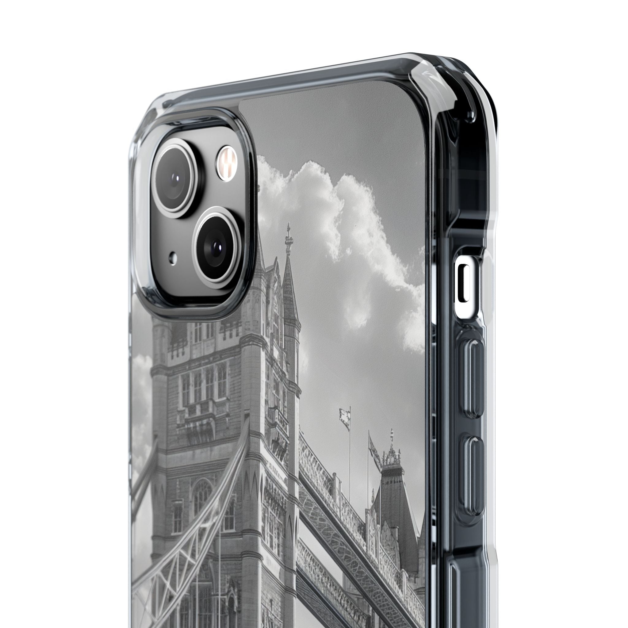 Tower Bridge Monochrome Architecture Study iPhone 14 - Clear Impact Phone Case