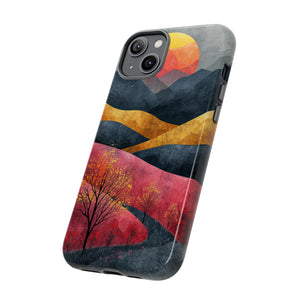 Nature's Geometry: Bright Sunset Mountain - Protective Phone Case