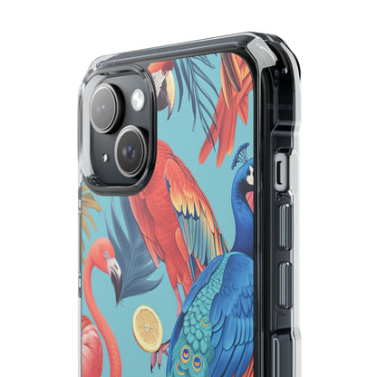 Tropical Flamingo Bliss - Clear Impact iPhone 15 Phone Case