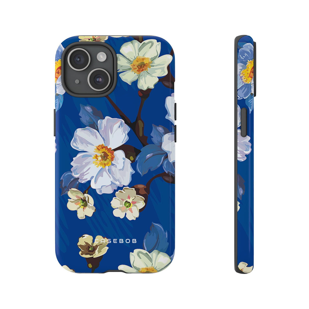 Elegant Flower on Blue iPhone Case | Tough