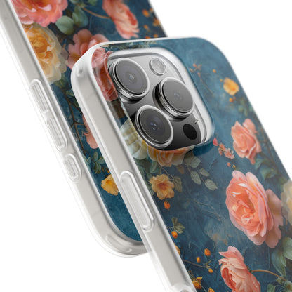 Blue Floral Elegance - Flexi iPhone 16 Phone Case