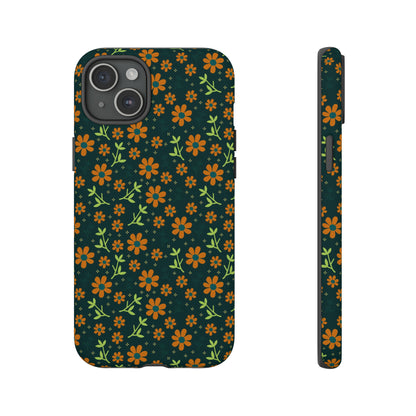 Green Flower Pattern - Protective Phone Case