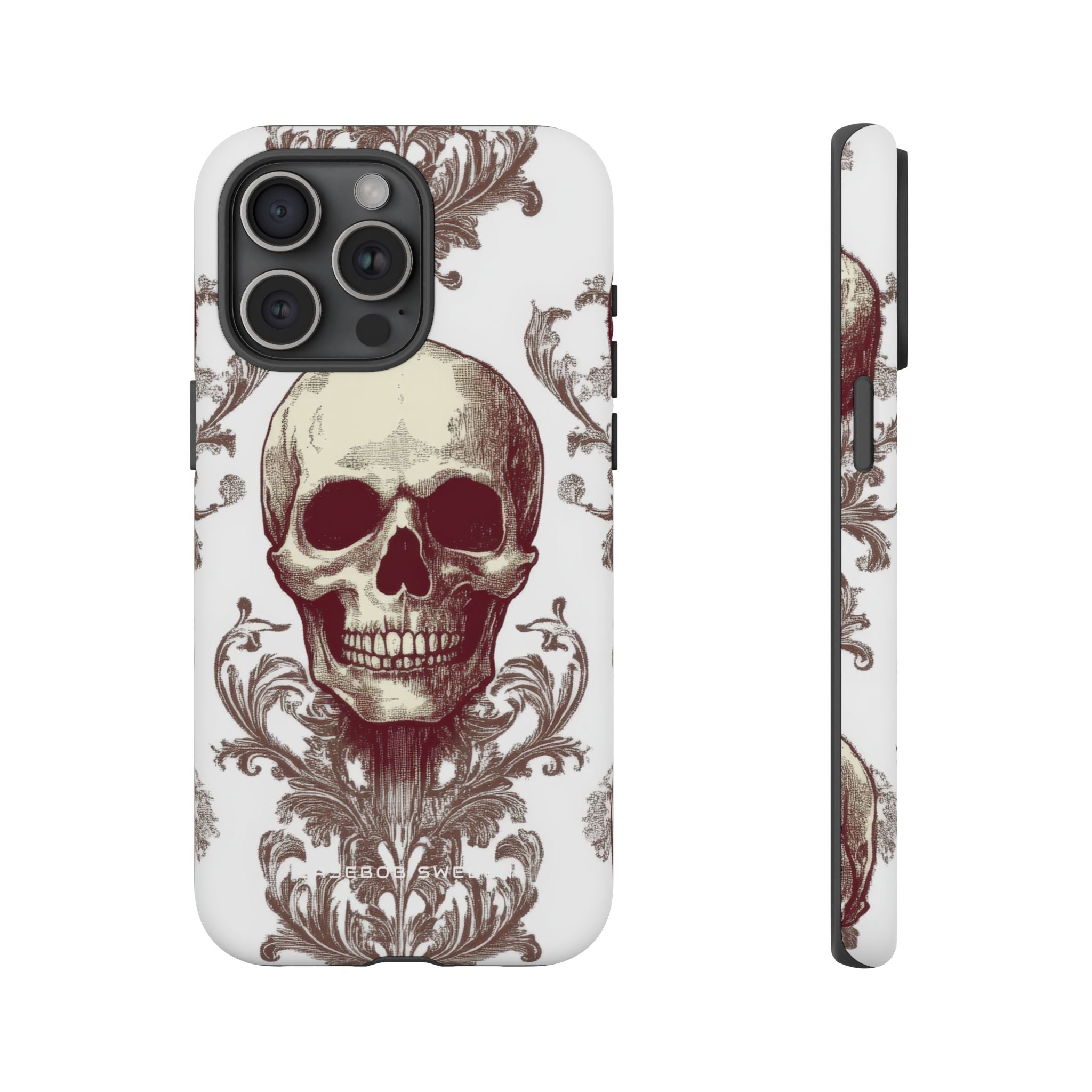 Gothic Skulls and Ornate Foliage iPhone 15 - Tough Phone Case