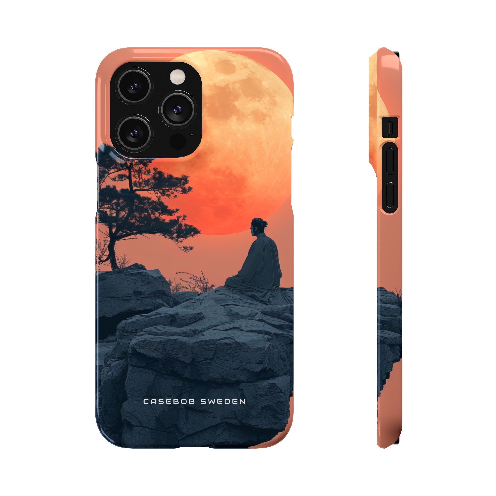 Zen Tranquility Under a Red Moon iPhone 14 - Slim Phone Case