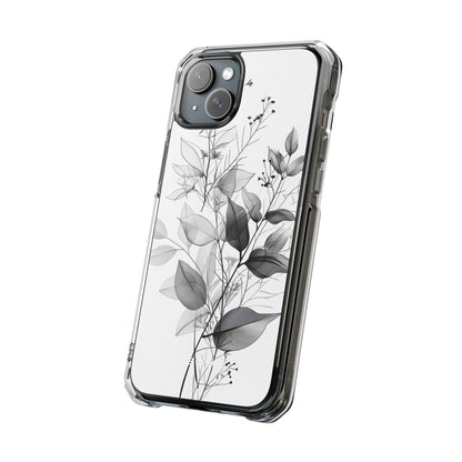 Veined Leaves Gray iPhone 15 Plus Case - Impact