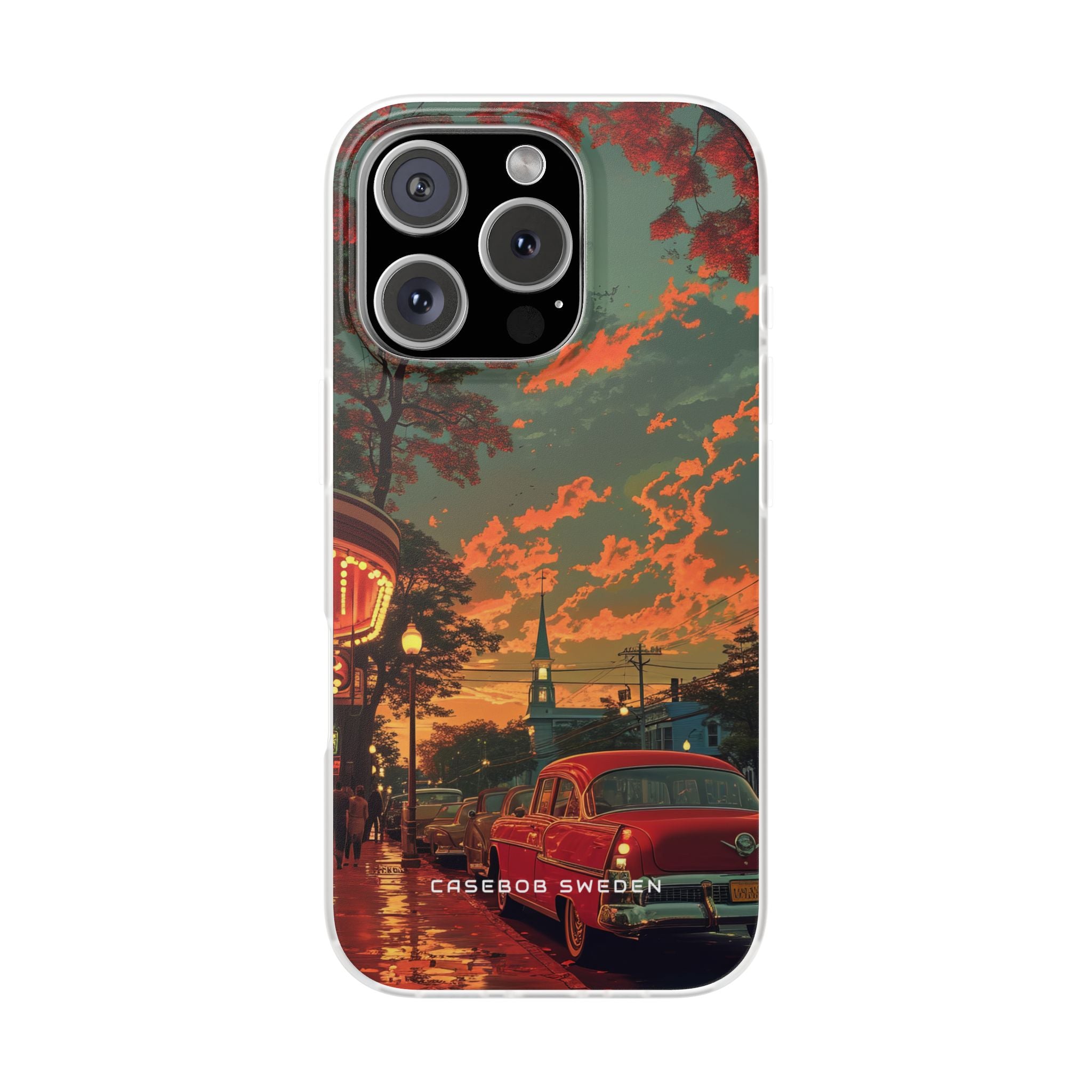 Mid-Century Nostalgia Streetscape iPhone 16 - Flexi Phone Case