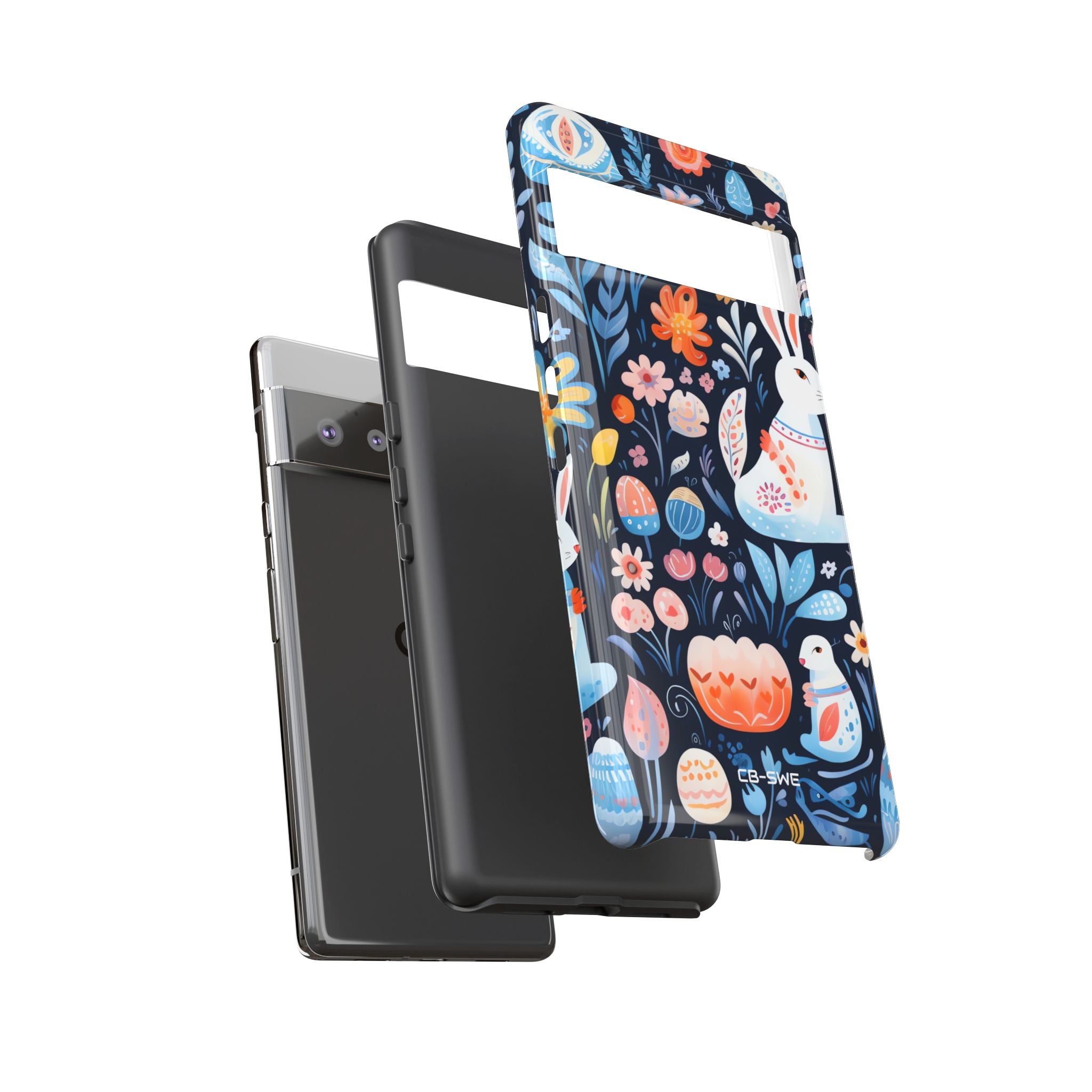 Bunnies Play Among Flowers - Google Pixel Case