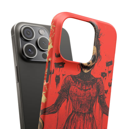 Haunting Scarlet Descent iPhone 15 - Slim Phone Case