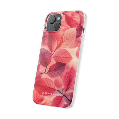 Elegant Pink Leaves iPhone 15 - Flexi Phone Case