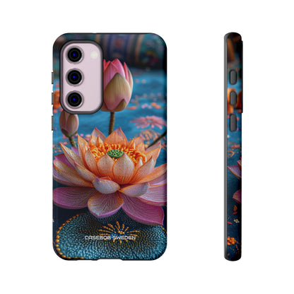 Vibrant Lotus Embroidery - Tough Samsung S23 Phone Case