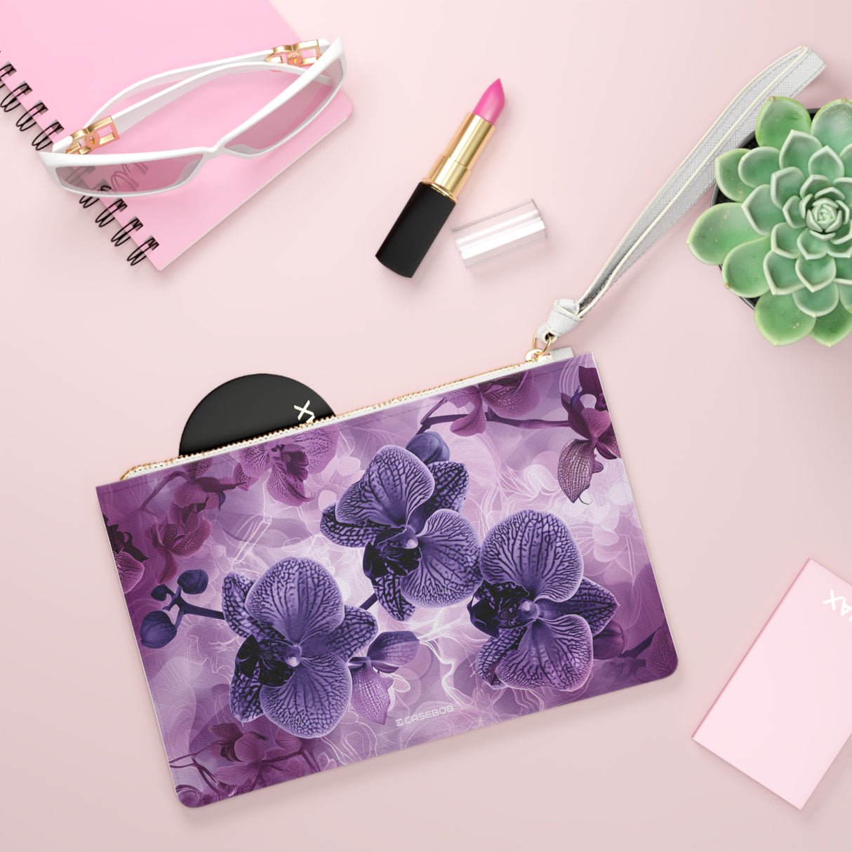 Clutch mit strahlendem Orchideen-Design 