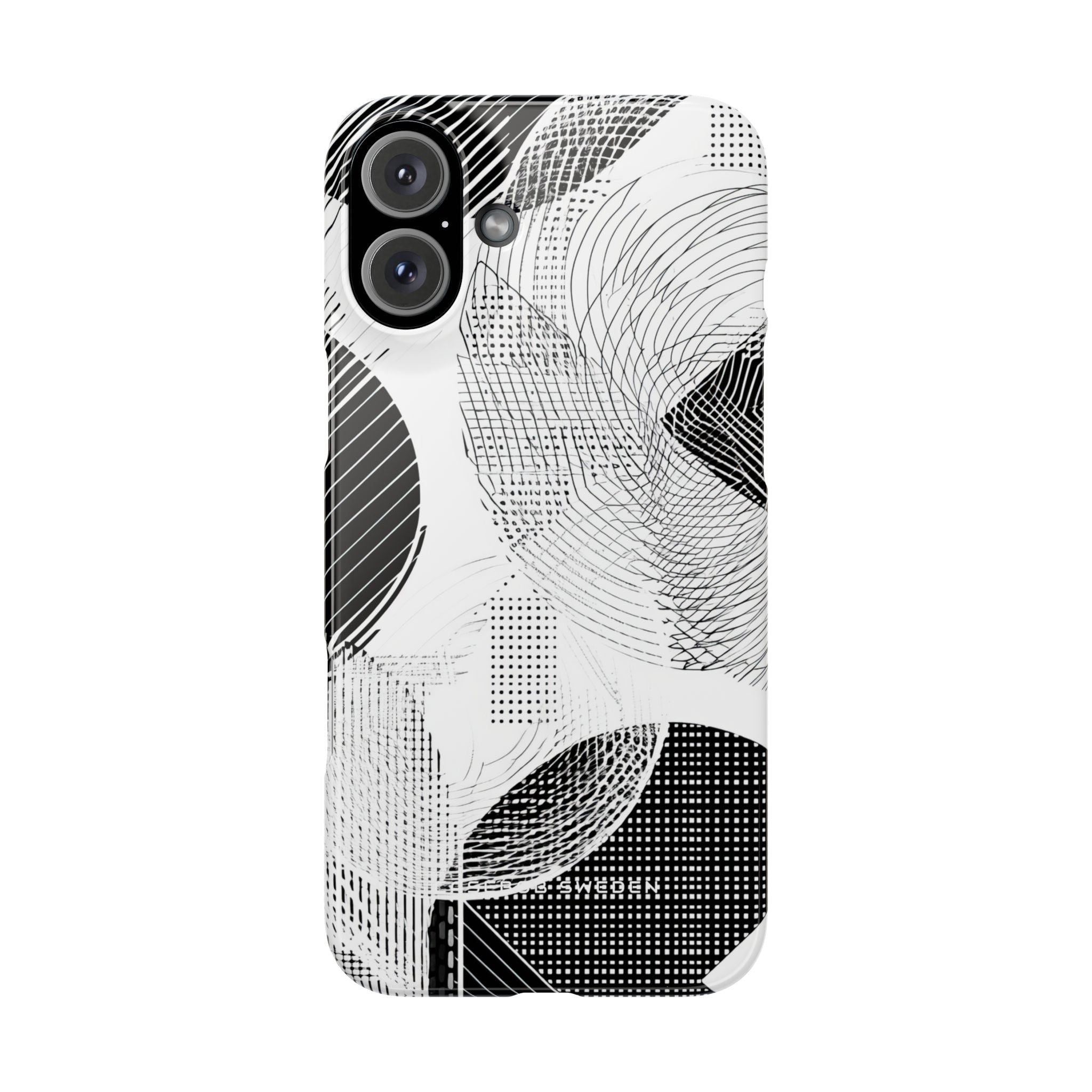 Geometric Monochrome Flow iPhone 16 - Slim Phone Case