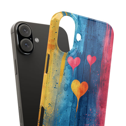 Hearts Watercolor Art - Slim iPhone 16 Phone Case