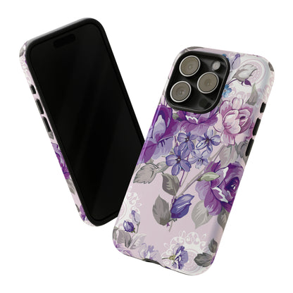 Beautiful vintage purple flower iPhone case - Protective Phone Case