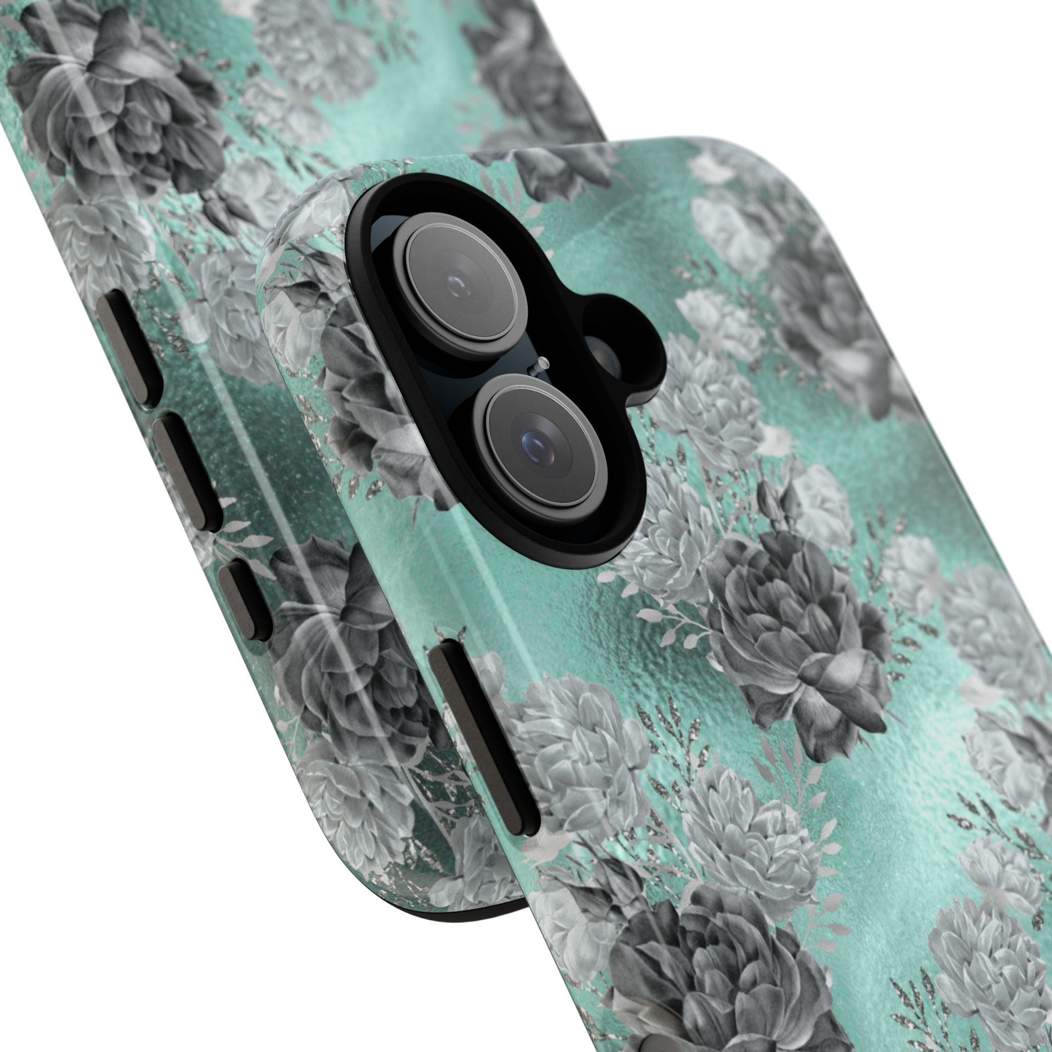 Teal Floral Elegance - iPhone Case