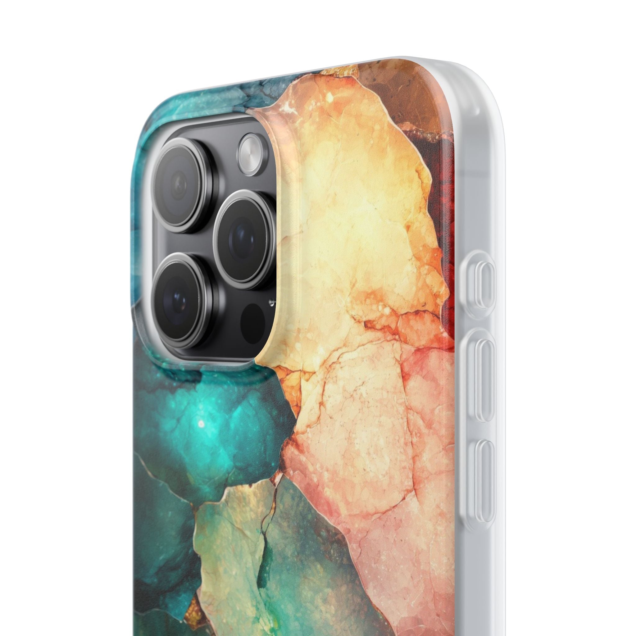 Teal Mosaic Veins iPhone 15 Pro Max Case - Soft