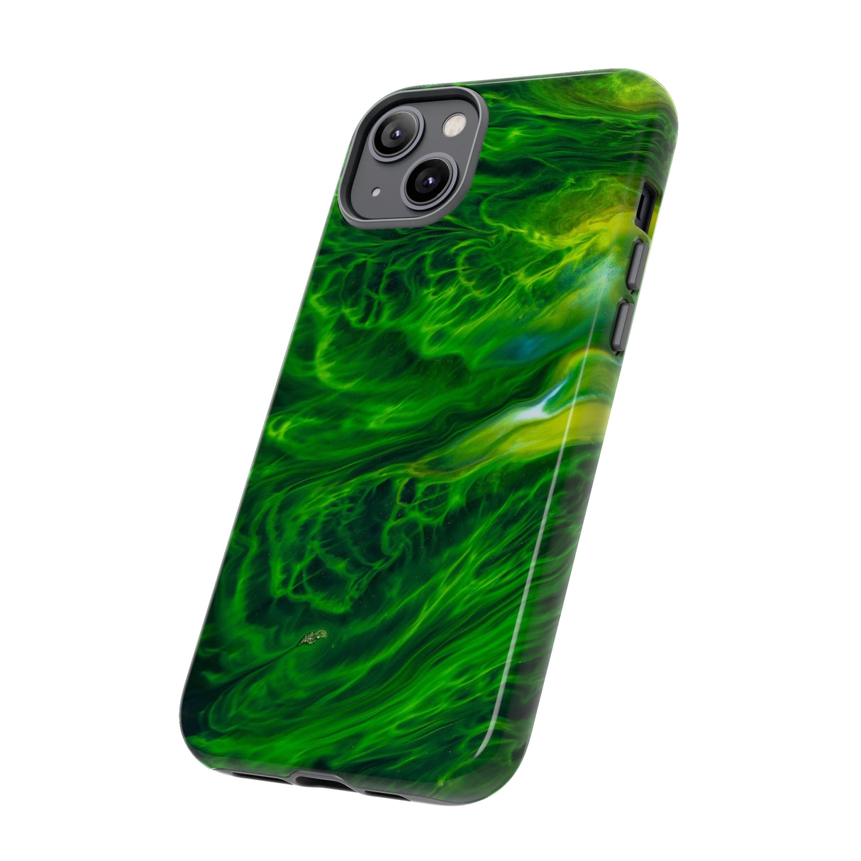 Neon Green Wave Ink Art iPhone Case (Protective) Phone Case