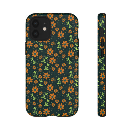 Green Flower Pattern - Protective Phone Case