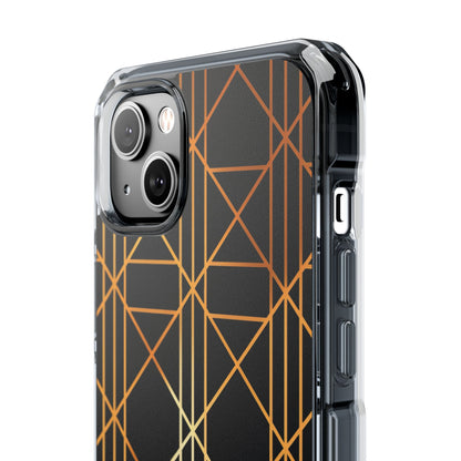 Golden Geometric Elegance iPhone 14 - Impact Clear+