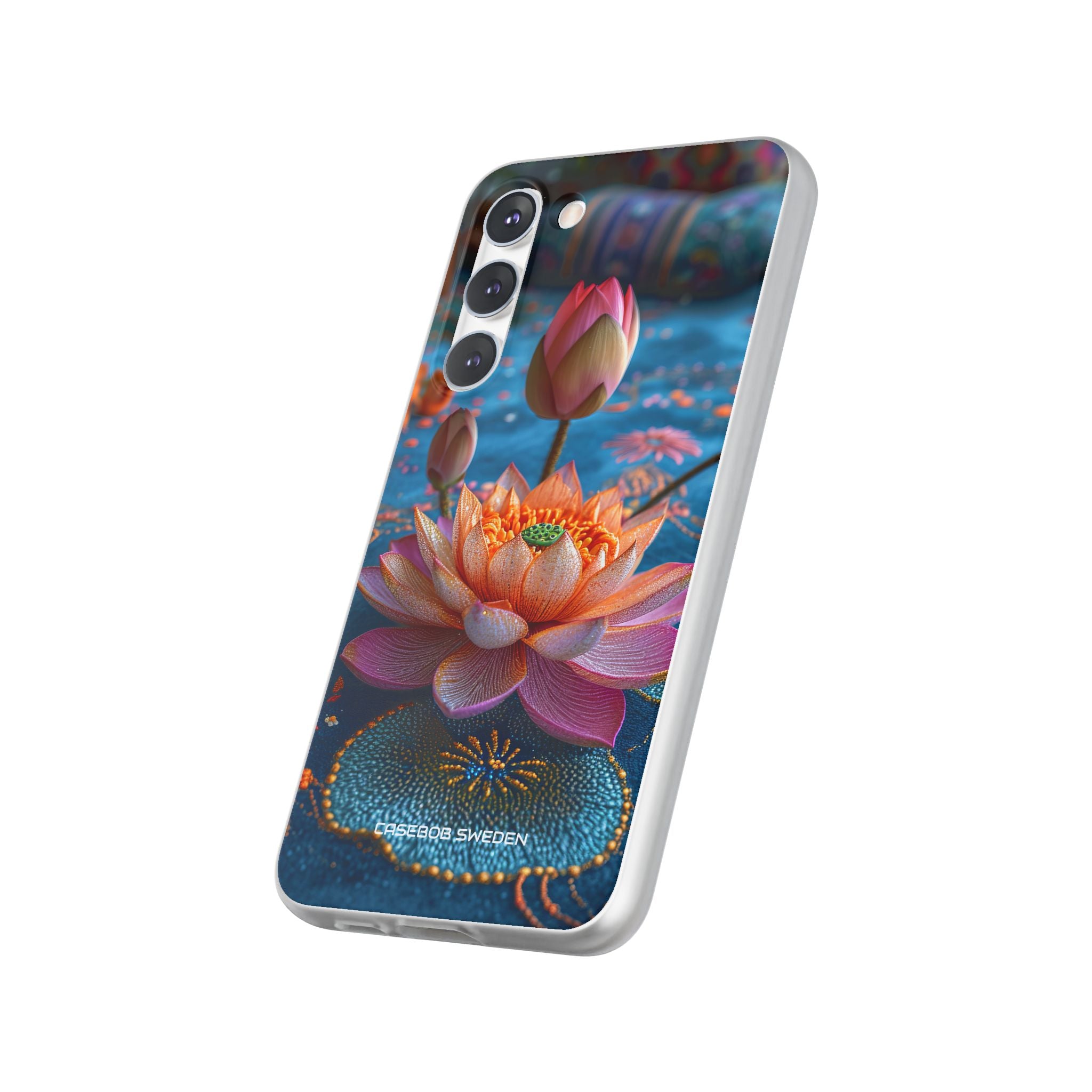 Vibrant Lotus Embroidery - Flexi Samsung S23 Phone Case