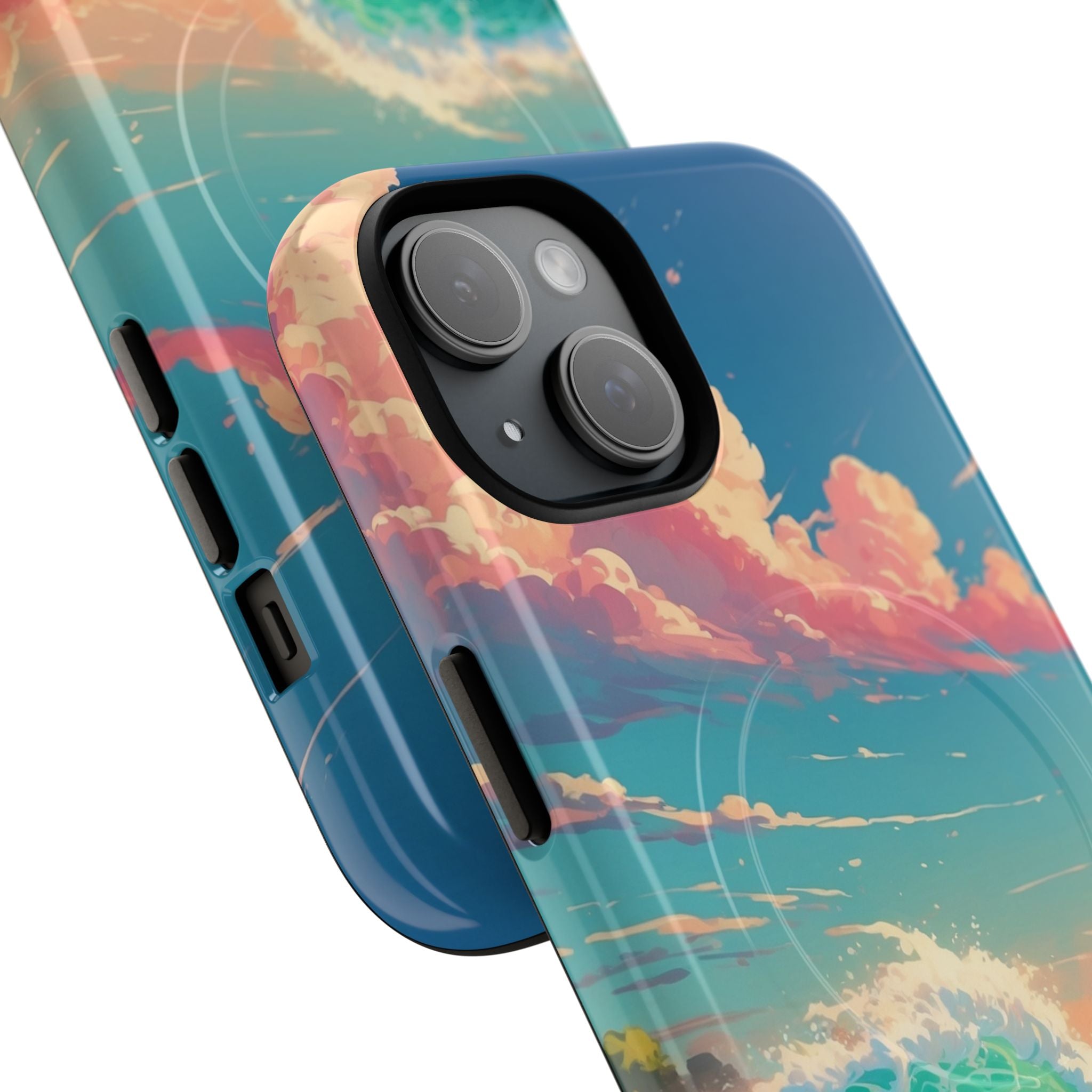 Turquoise Curl iPhone 15 Case - Tough+