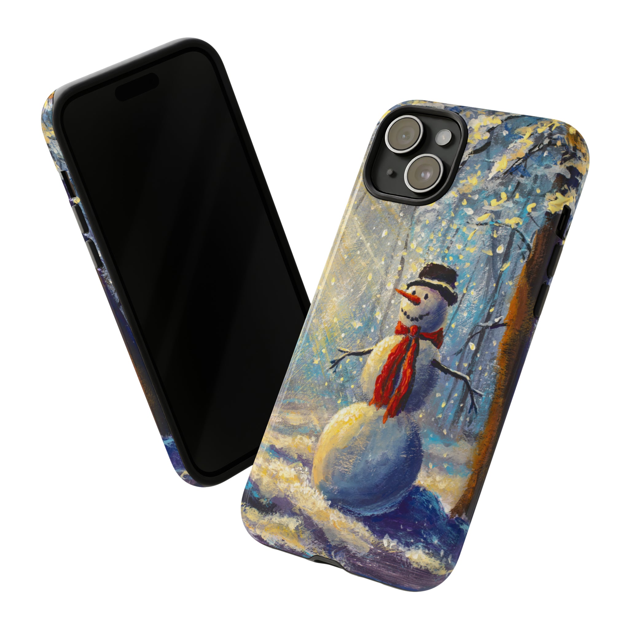 Oil painting - Happy Snowman - Protective Phone Case