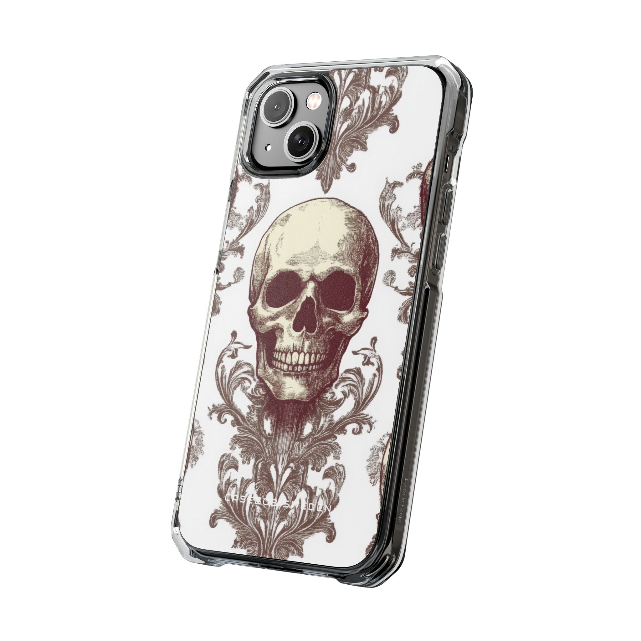 Gothic Skulls and Ornate Foliage iPhone 14 - Clear Impact Phone Case