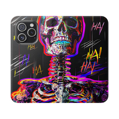 Neon Skeleton Laughter - iPhone 15 Pro Case - Wallet