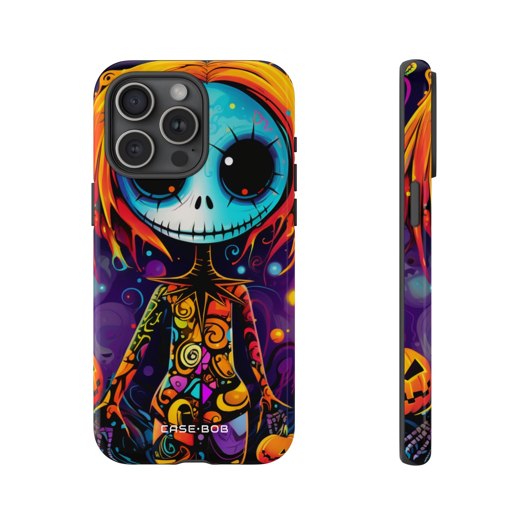Blue Skull Swirl iPhone 15 Pro Max Case - Tough