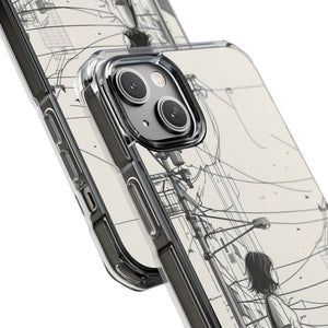 Urban Solitude Sketch - Phone Case for iPhone (Clear Impact - Magnetic)