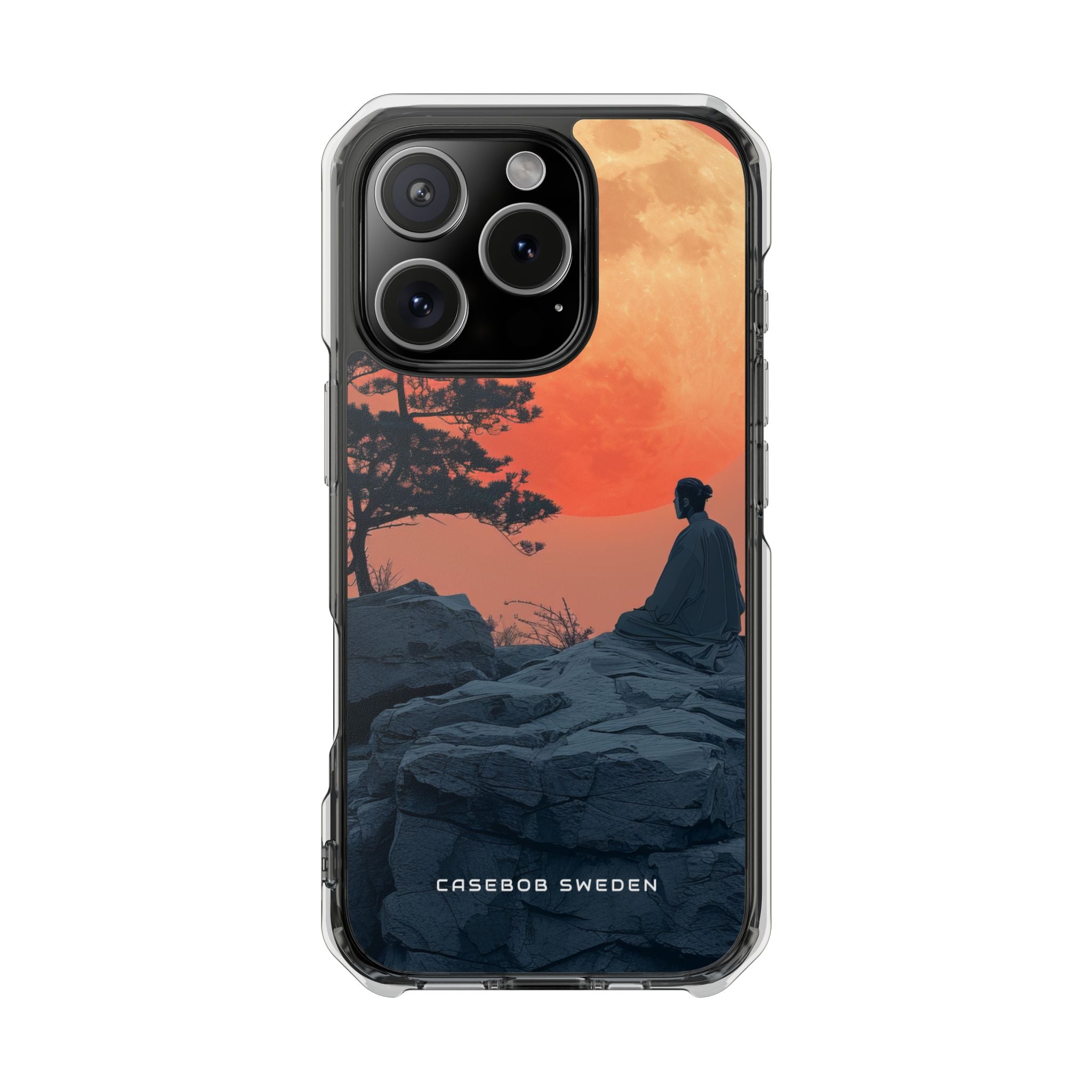 Zen Tranquility Under a Red Moon iPhone 16 - Clear Impact Phone Case