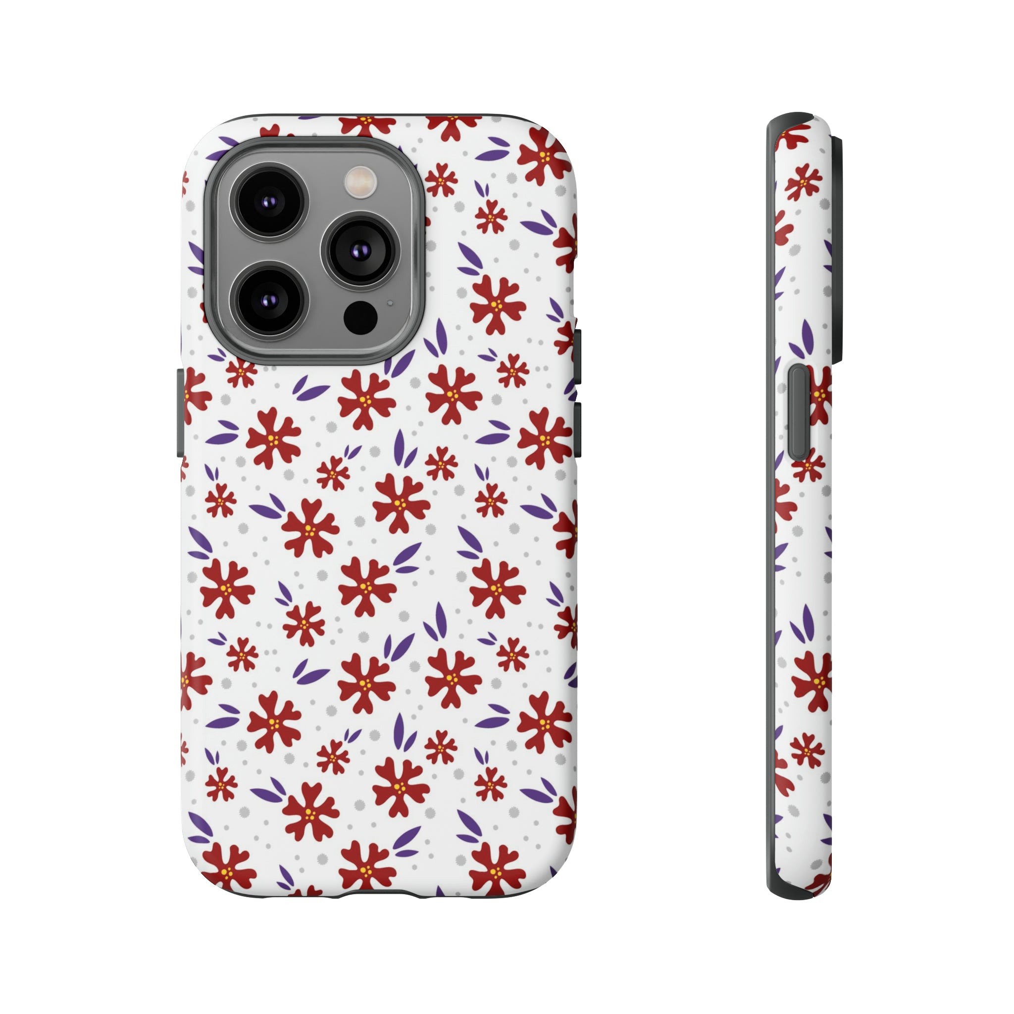 Red Flower Pattern - Protective Phone Case