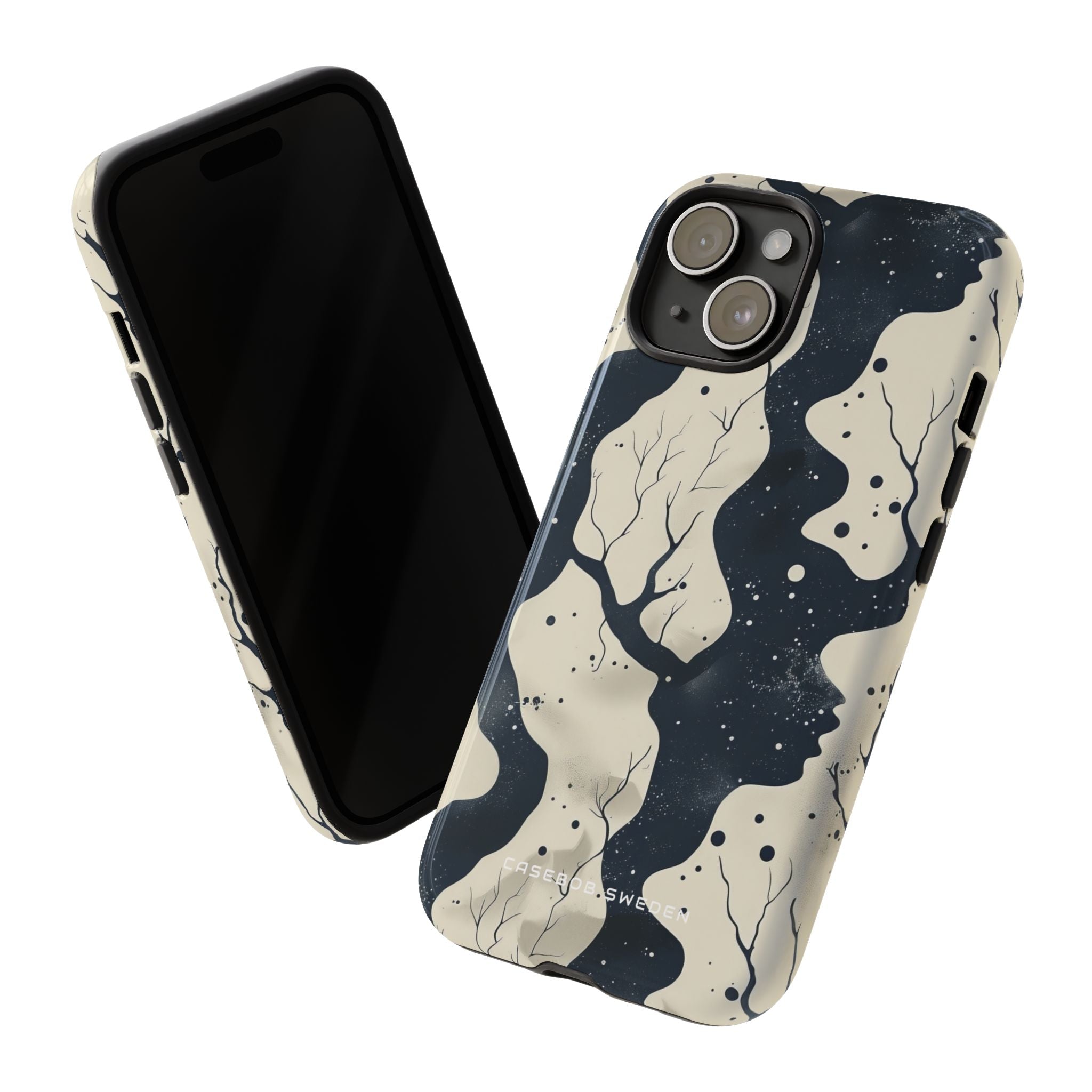 Organic Fluid Silhouettes with Cosmic Depth iPhone 15 - Tough Phone Case