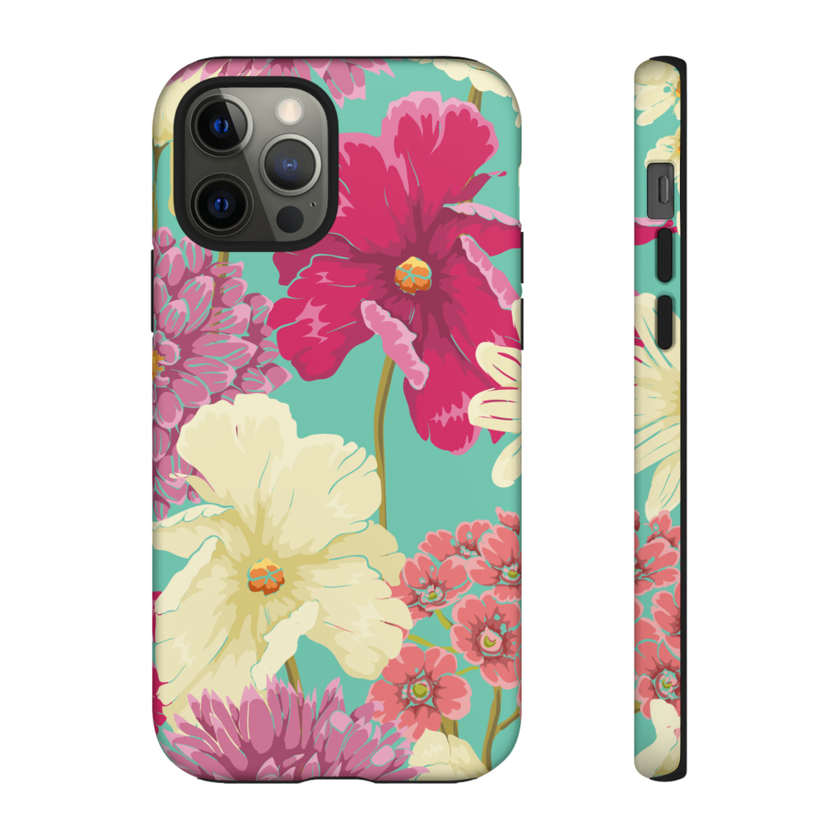 Colorful flowers in watercolor iPhone case (Protective) - Protective Phone Case