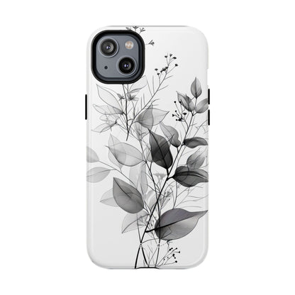 Veined Leaves Gray iPhone 14 Plus Case - Tough+