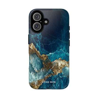 Jagged Gold Split iPhone 16 Plus Case - Tough