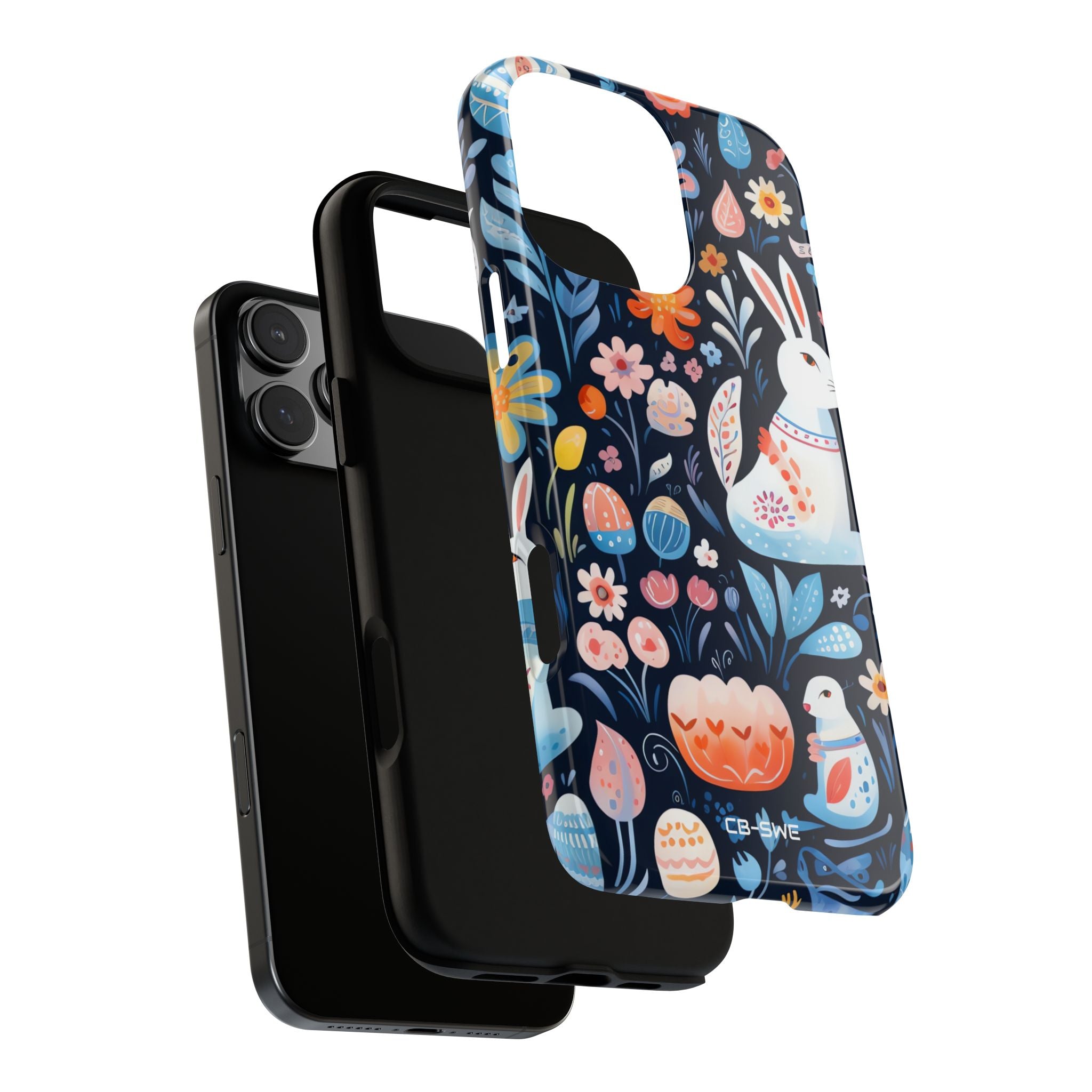 Bunnies Play Among Flowers - iPhone Case