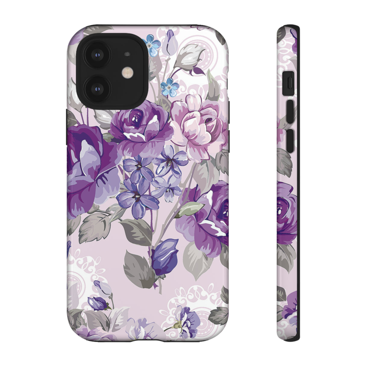 Beautiful vintage purple flower iPhone case (Protective) - Protective Phone Case