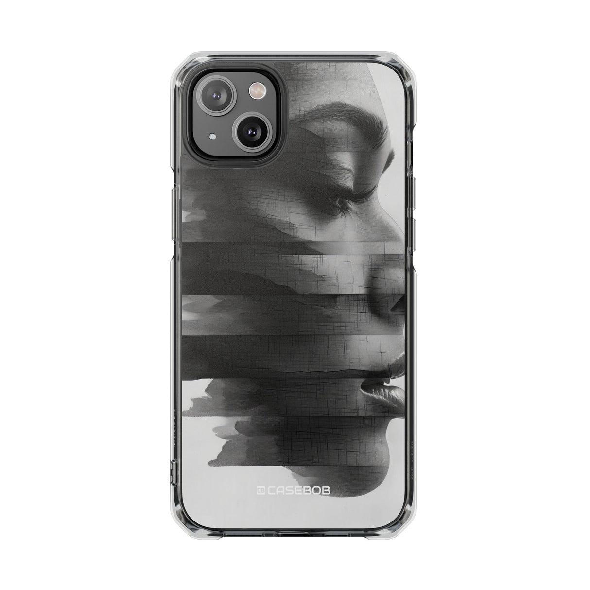 Abstract Glitch Portrait - Phone Case for iPhone (Clear Impact - Magnetic)