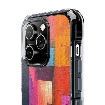 Pink Orange Geometry - Clear Impact iPhone 14 Phone Case