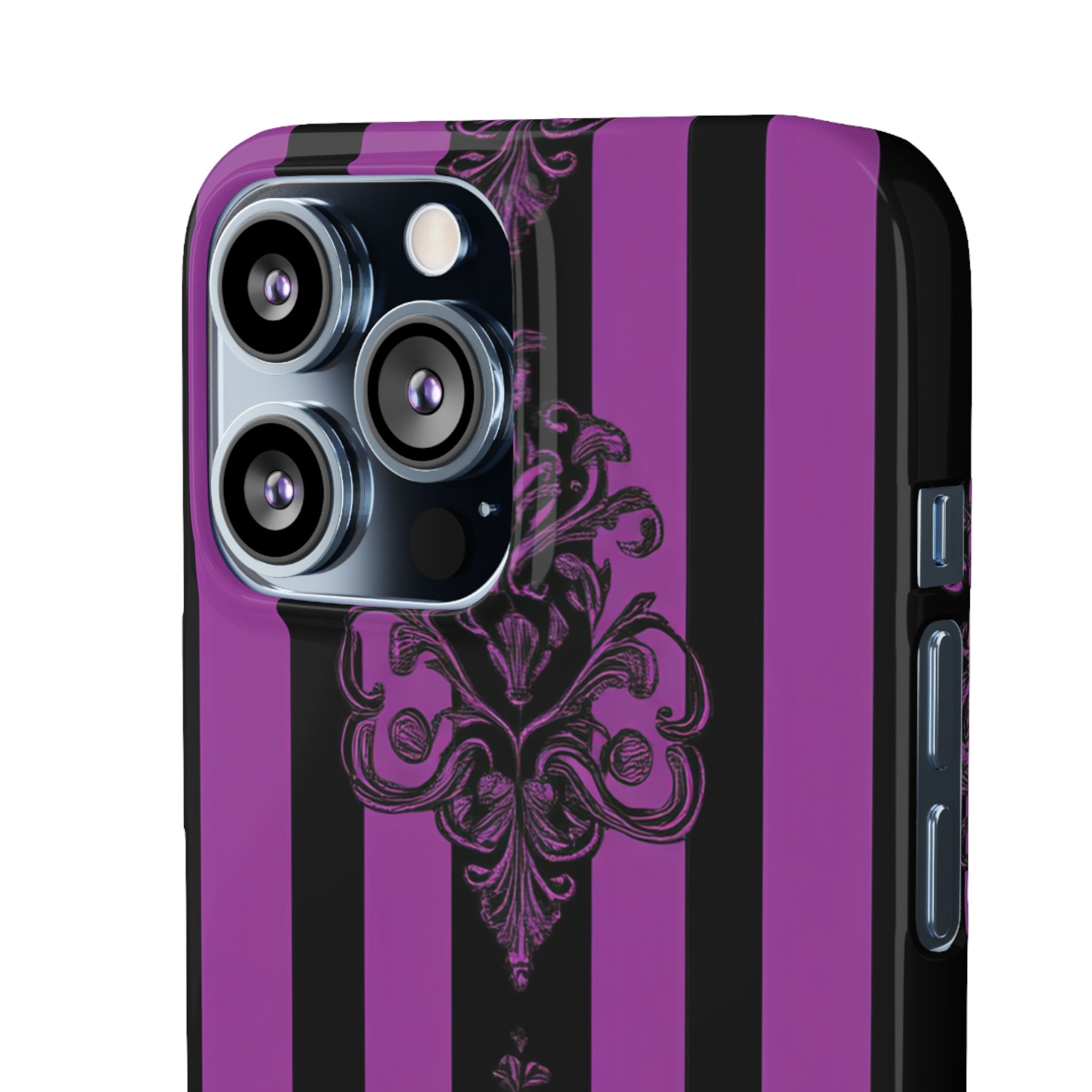 Gothic Elegance with Vertical Stripes and Ornamental Motifs iPhone 13 - Slim Phone Case