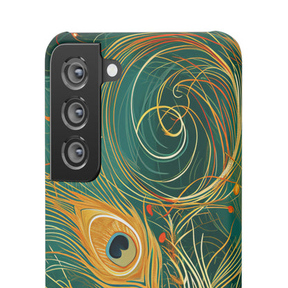 Peacock Elegance in Teal and Gold Samsung S21 - Slim Phone Case