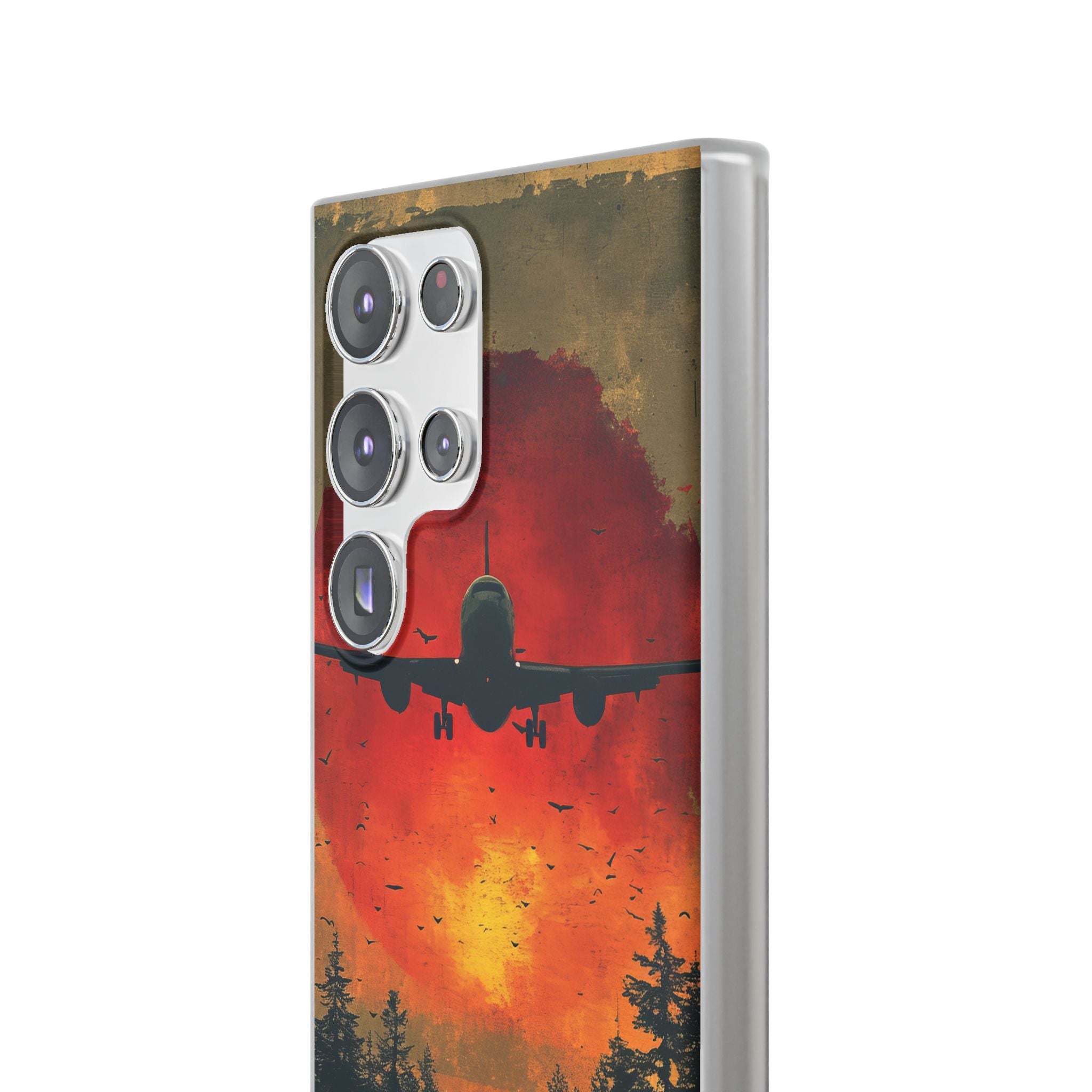 Vintage Sunset Airplane Silhouette Samsung S23 - Flexi Phone Case