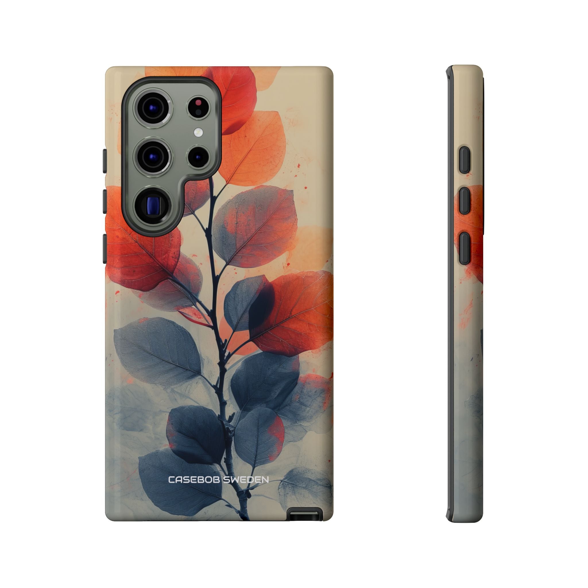 Orange Gray Leaves - Tough Samsung S23 Phone Case